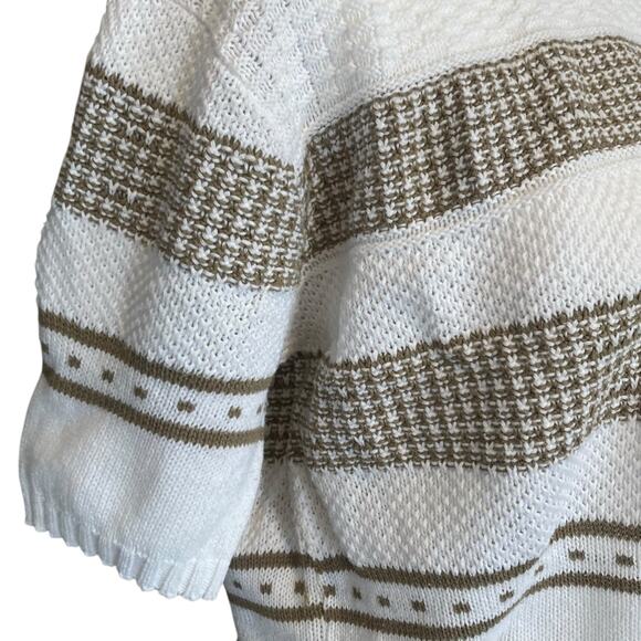 Vintage 80s Carriage Court Classic White Green Grecian Cotton Knit Top Sz Medium - Picture 15 of 16